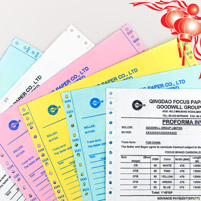 Китайская фабрика 7 Ply NCR Paper CB CFB CF 55/50/55gsm 61*86/70*100cm Черно-голубое изображение Углеродная бумага