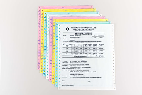 5 Plys Carbonless / Non Carbon Paper For Continuous Bill FSC Virgin Wood Pulp 55 ггм 60 ггм 62 ггм 75 ггм 78 ггм